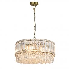 ISLA 9 Light Antique Brass with Crystal Pendant