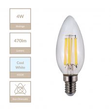 E14 Candle 4W Non-Dimmable Bulb 4000K