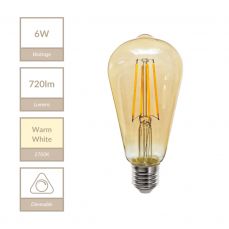 E27 Amber Squirrel 6W Dimmable Bulb 2700K