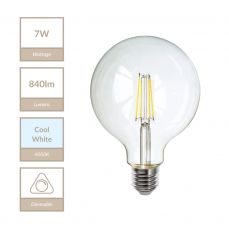 E27 125mm Globe 7W Dimmable Bulb 4000K