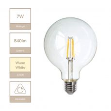 E27 125mm Globe 7W Dimmable Bulb 2700K