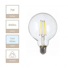 E27 95mm Globe 7W Dimmable Bulb 4000K