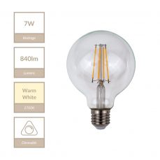 E27 95mm Globe 7W Dimmable Bulb 2700K