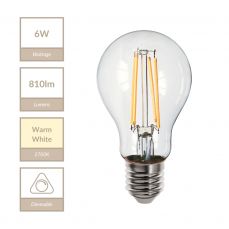 E27 GLS 6W Dimmable Bulb 2700K