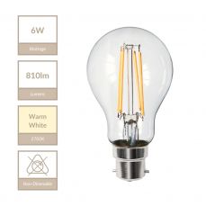 B22 GLS 6W Non-Dimmable Bulb 2700K