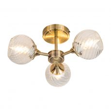 Mona 3 Light Semi Flush Antique Brass