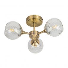 Mona 3 Light Semi Flush Antique Brass