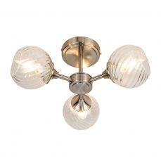 Mona 3 Light Semi Flush Satin Chrome