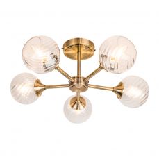 Mona 5 Light Semi Flush Antique Brass