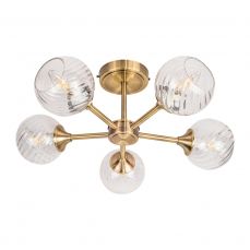 Mona 5 Light Semi Flush Antique Brass